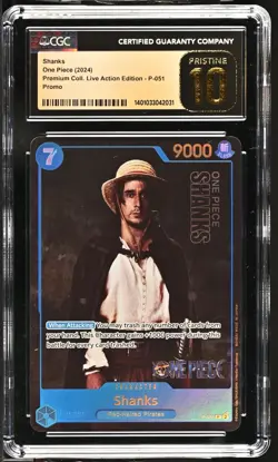 One Piece English Holo Shanks P-051 CGC 10 PRISTINE Live Action Edition Promo - Image 3