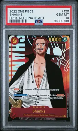 2022 ONE PIECE OP01-ROMANCE DAWN ALTERNATE ART #120 SHANKS PSA 10 - Image 1
