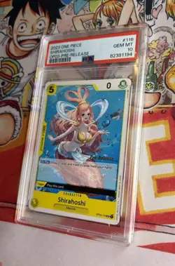 PSA 10 2023 ONE PIECE SHIRAHOSHI OP03 Pre-Release Stamped 116 UC Pillars - Image 1