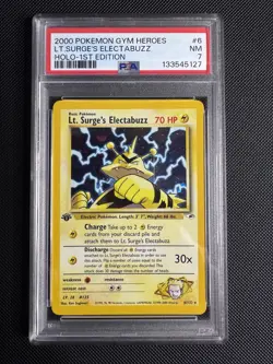 2000 POKEMON GYM HEROES HOLO-1ST EDITION #6 LT. SURGE'S ELECTABUZZ PSA 7 - Image 1