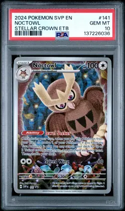 2024 POKEMON SVP EN-SV BLACK STAR PROMO #141 NOCTOWL PSA 10 - Image 1