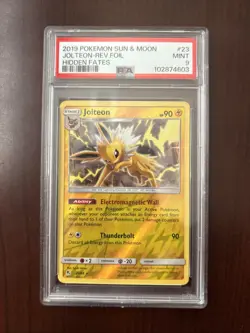 2019 Pokemon Sun & Moon Hidden Fates Jolteon Reverse Foil #23 PSA 9 - Image 1