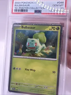 SWIRL 2023 POKEMON SVP BLACK STAR PROMO 151 POSTER COLL #046 BULBASAUR PSA 10 - Image 1