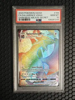 Pokemon Darkness Ablaze Salamence VMAX Secret Rare Full Art #194 GEM MT PSA 10 - Image 1