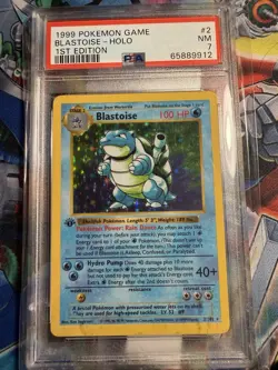 1999 POKEMON BASE SET #2 BLASTOISE HOLO SHADOWLESS 1ST EDITION PSA 7 NM - Image 1