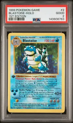 1999 POKEMON BASE SET 1ST EDITION #2 BLASTOISE-HOLO PSA 2 - Image 1