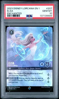2023 DISNEY LORCANA THE FIRST CHAPTER ENCHANTED ELSA SPIRIT OF WINTER PSA 10 - Image 1