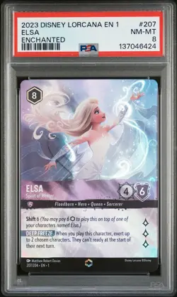 2023 DISNEY LORCANA THE FIRST CHAPTER ENCHANTED #207 ELSA SPIRIT OF WINTER PSA 8 - Image 1