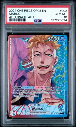 2024 One Piece Two Legends Marco Alt Art #OP08-002 PSA 10 - Image 1