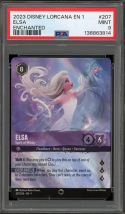 Disney Lorcana Elsa Spirit of Winter First Chapter Enchanted #207 PSA 9 Mint - Image 1