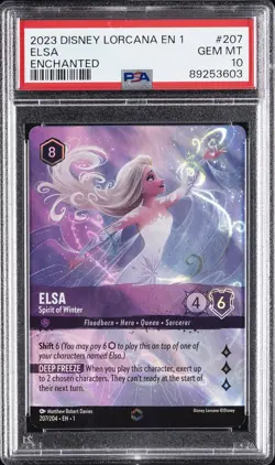 2023 DISNEY LORCANA THE FIRST CHAPTER ENCHANTED ELSA SPIRIT OF WINTER PSA 10 - Image 1