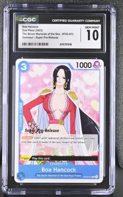 CGC 10 - Boa Hancock ST03-013 Super Pre-Release Stamped One Piece ST03 Deck - Image 1
