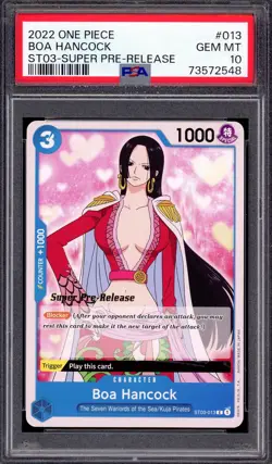 2022 One Piece ST03 Super Pre-Release Boa Hancock #13 PSA 10 GEM MINT - Image 1