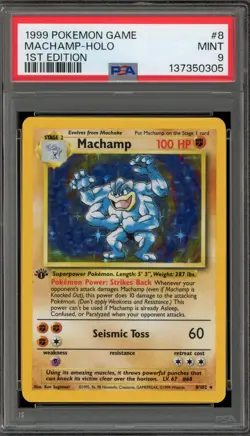 Pokemon Machamp Base Set 1st Edition Holo Rare #8 PSA 9 Mint - Image 1