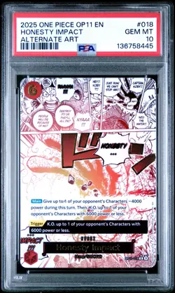 2025 ONE PIECE OP11-A FIST OF DIVINE SPEED ALTERNATE ART HONESTY IMPACT PSA 10 - Image 1