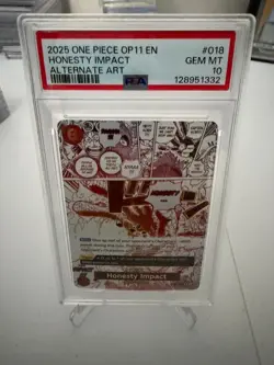 2025 One Piece OP11 - A Fist of Divine Speed Honesty Impact Alternate Art PSA 10 - Image 1