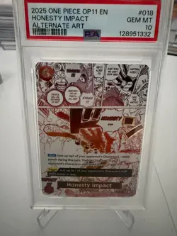 2025 One Piece OP11 - A Fist of Divine Speed Honesty Impact Alternate Art PSA 10 - Image 2