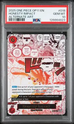 2025 ONE PIECE OP11-A FIST OF DIVINE SPEED ALTERNATE ART HONESTY IMPACT PSA 10 - Image 1