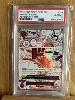 2025 ONE PIECE OP11-A FIST OF DIVINE SPEED ALTERNATE ART HONESTY IMPACT PSA 10 - Image 1