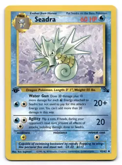 Seadra LP 42/62 1st Edition Fossil Pokemon TCG Regular - Image 1