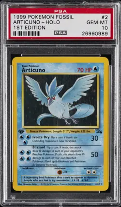 1999 POKEMON FOSSIL 1ST ED #2 ARTICUNO-HOLO PSA 10 - Image 1