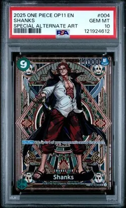 2025 SHANKS One Piece OP11 #004 Special Alternate Art PSA 10 Gem Mint - Image 1