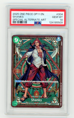 2025 SHANKS One Piece OP11 #004 (SP) Special Alternate Art PSA 10 Gem Mint - Image 1