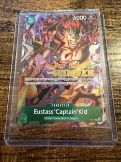 One Piece Card Game TCG Eustass Captain Kid P-067 ENG OP07 Pre-Release Winner NM - Image 1