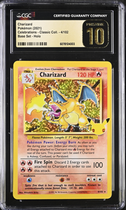 CGC Pristine 10 Pokemon Celebrations Classic Collection Charizard 003/034 - Image 1