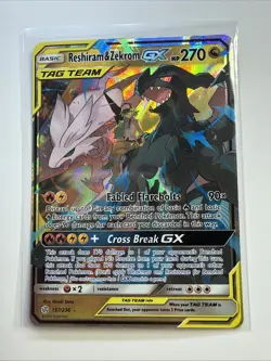 Pokemon TCG Reshiram & Zekrom GX 157/236 Cosmic Eclipse Tag Team NM - Image 1