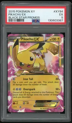 Pokemon TCG Pikachu EX Holo Ultra Rare Black Star Promo XY84 PSA 5 EX - Image 1