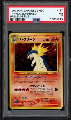 Pokemon TCG 2000 Japanese Neo Genesis Typhlosion Holo Premium File #157 PSA 7 NM - Image 1