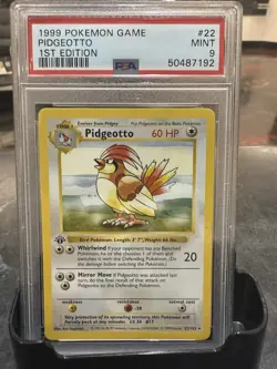 Pidgeotto 022/102 Base Set Shadowless 1st Edition Regular Card PSA 9 - Image 1