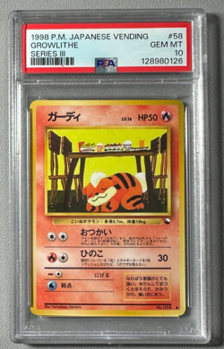1998 Pokemon Japanese Vending Series III 3 #58 Growlithe PSA 10 Graded Card - Image 1