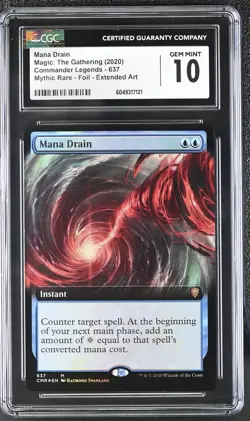 MANA DRAIN Commander Legends Extended Art Foil Mythic CGC 10 MTG [Nostalgium] - Image 1