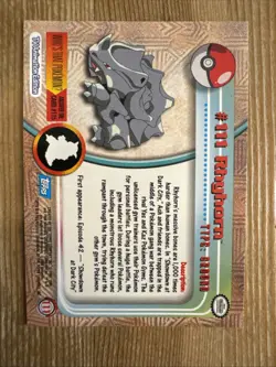 Rhyhorn #111 Topps Series 2 Non-Holo Blue Logo Pokemon TCG NM - Image 2