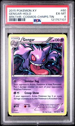 2015 POKEMON XY BREAKTHROUGH COSMOS-CHAMPIONS TIN #60 GENGAR-HOLO PSA 6 - Image 1