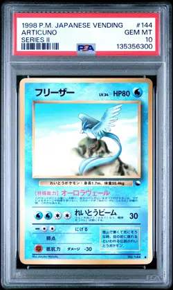 1998 POKEMON JAPANESE VENDING SERIES II #144 ARTICUNO PSA 10 - Image 1