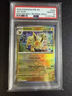 PSA 10 Jolteon #029 Master Ball Prismatic Evolutions Reverse Holo Pokemon GEM MT - Image 1