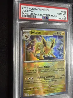 PSA 10 Jolteon #029 Master Ball Prismatic Evolutions Reverse Holo Pokemon GEM MT - Image 2