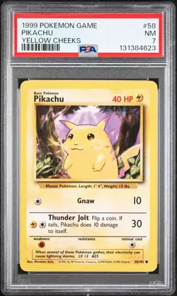 Pokemon TCG Pikachu 58/102 Base Set Yellow Cheeks PSA 7 - Image 1