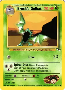 Pokemon TCG Brock's Golbat Gym Heroes 39/132 Regular Unlimited Uncommon DMG - Image 1