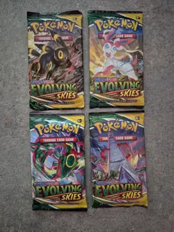Pokemon Sword & Shield - Evolving Skies - Booster Pack Art Set, 4 Packs, SEALED - Image 1