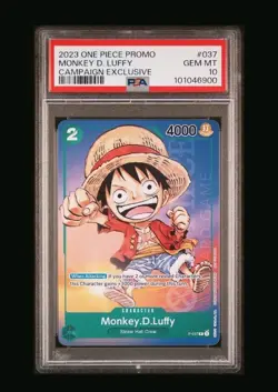 2023 ONE PIECE PROMOS CAMPAIGN EXCLUSIVE #037 MONKEY D. LUFFY PSA 10 - Image 1