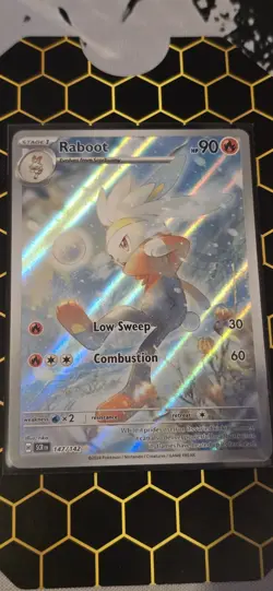 Pokemon TCG Raboot Full Art Holo Rare Card Stellar Crown Illustration 147/142 - Image 1