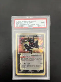 PSA 9 Greninja Gold Star SWSH144 Celebrations ETB Black Star Promo Pokemon Card - Image 1