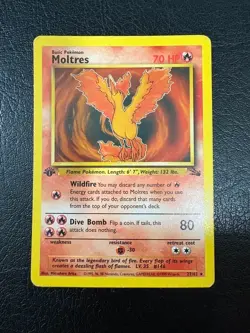 Pokemon WOTC 1999 Fossil set 1st Edition Moltres Rare Vintage Pokemon Card - Image 1