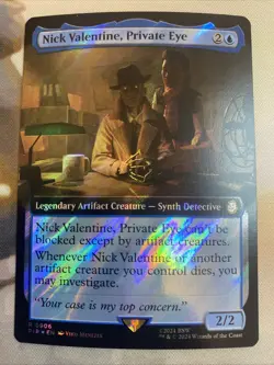 Nick Valentine, Private Eye (Extended Art Surge Foil) - MTG: Fallout (PIP) NM - Image 1