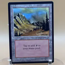 MTG Arabian Nights Mountain - Unique Printing Error Basic Land - Vintage - Image 3