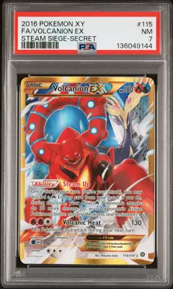2016 POKEMON XY STEAM SIEGE SECRET #115 FULL ART/VOLCANION EX PSA 7 - Image 1